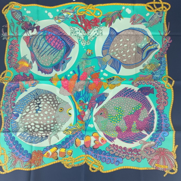 HERMES Authentic Black Silk Scarf - Picture 2 of 5